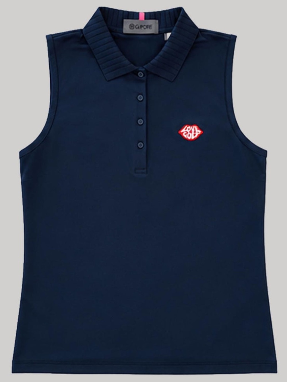 G/FORE Twilight Navy Love Golf Pleated Collar Silky Tech Nylon Sleeveless Polo